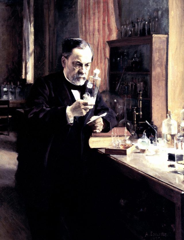 Une peinture du chimiste français Louis Pasteur dans son laboratoire