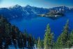 Oregon's Crater Lake is a flooded caldera in the Cascade Range.