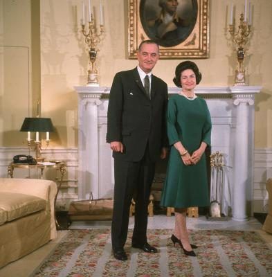 Président américain Lyndon Johnson et sa femme Lady Bird Johnson à la Maison Blanche, Washington DC, vers 1966