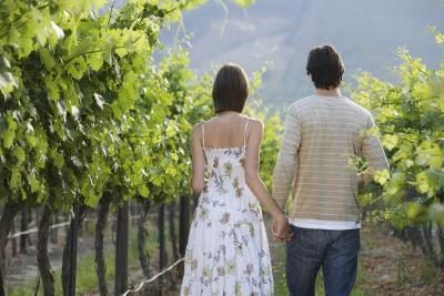 Couple sur une visite romantique Winery