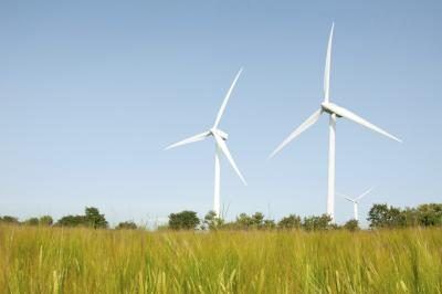 Les éoliennes sur les terres agricoles ouvertes créent une source d'énergie alternative.