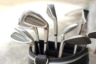 Close-up de clubs de golf