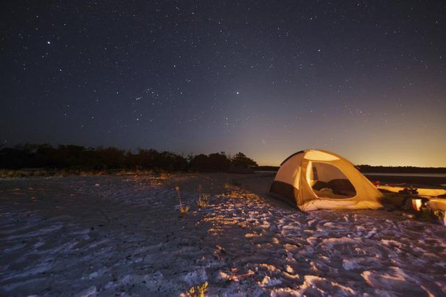 Envisager la plage du camping dans les Everglades.